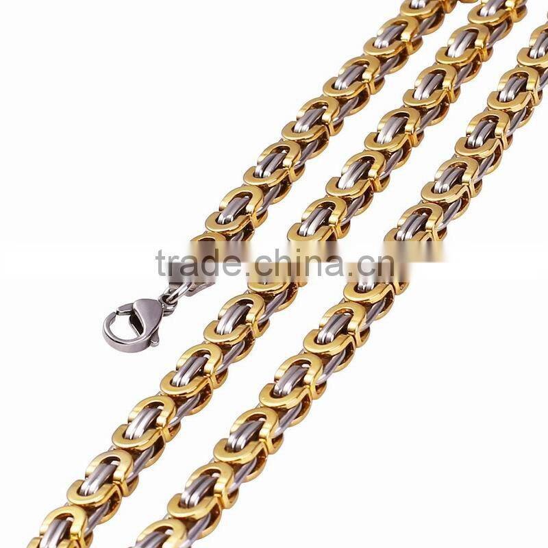 Retro European And Amerian Style Titanium Steel Gold Inlaied Silver Cross God Pendant Chain Necklaces For Christianity Church