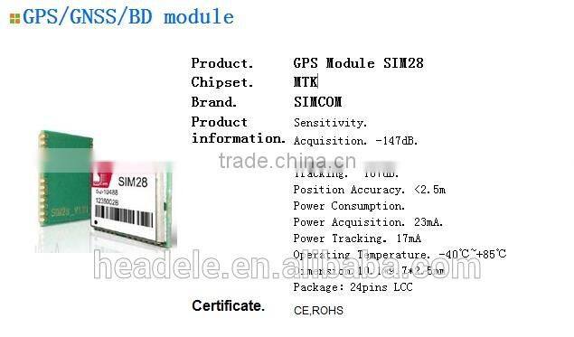 GPS/GNSS/BD module SIM28 SIMCOM USB 2.0 MODEM Chipset MTK