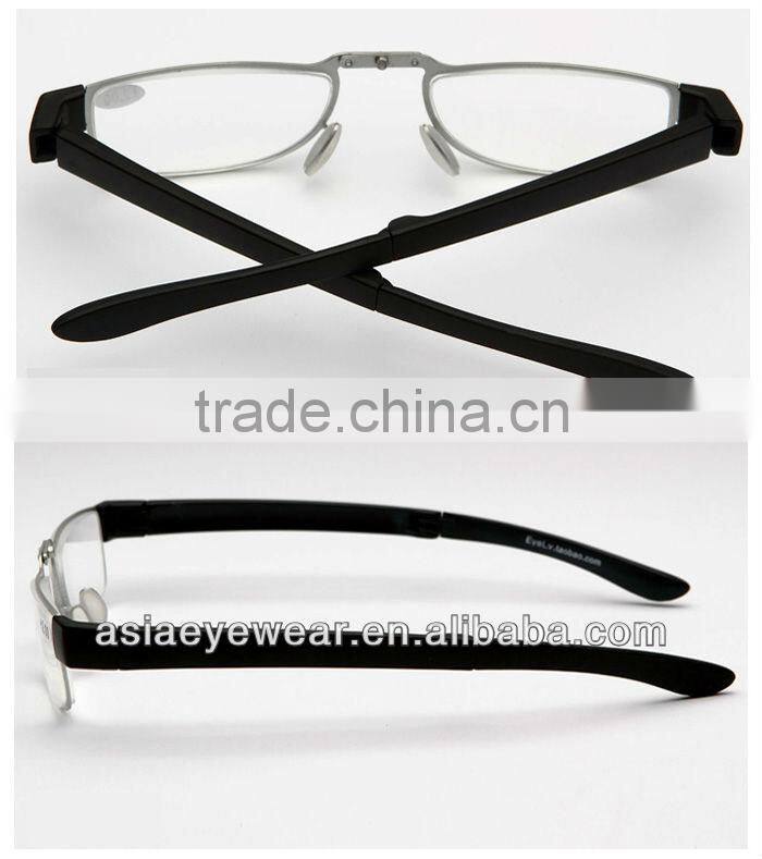 Hot sale High quality Mini design brand stainless steel vintage folding reading glasses with pouch