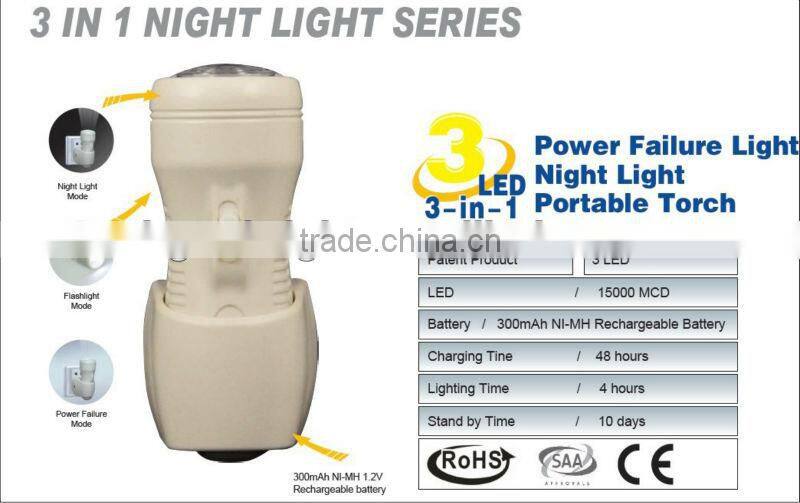 LED Rechargeable 3 in 1 night light power failure light emergency light