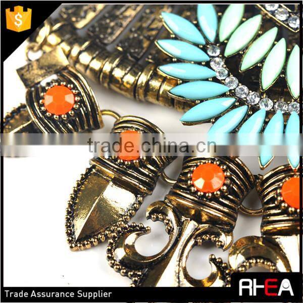 Boho Style Tibet Silver Feather Shape Alloy Necklace,Turkish Indian Alloy Necklace Statement Necklace