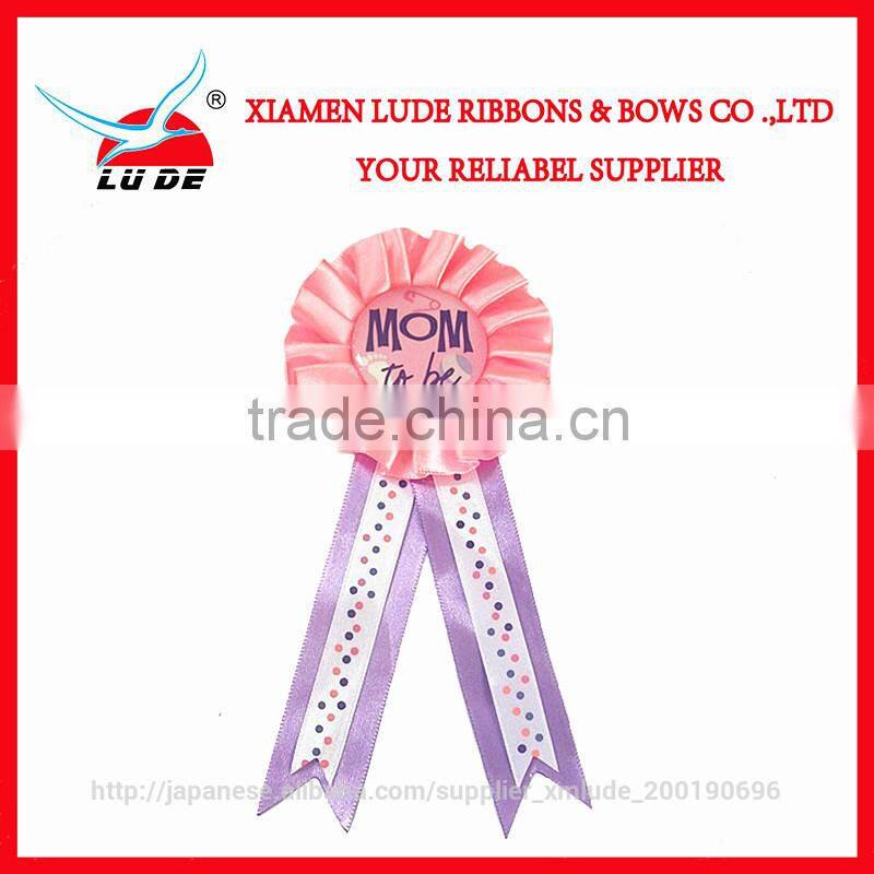 2015 hot sale round ribbon rosette badge