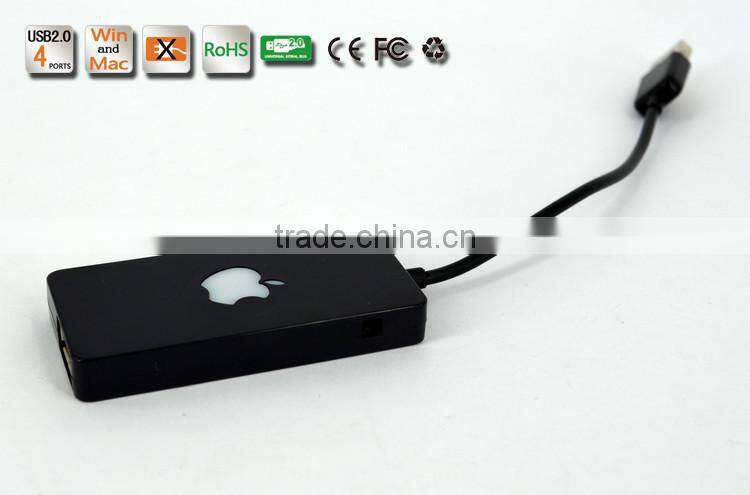 CZH CZH-H017 USB 2.0, 4 Port Hub (Black and white Color,) with LE light