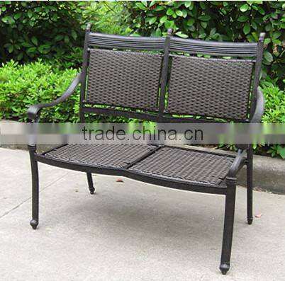 Best selling Aluminum base rattan outdoor double chair furniture with color for patio