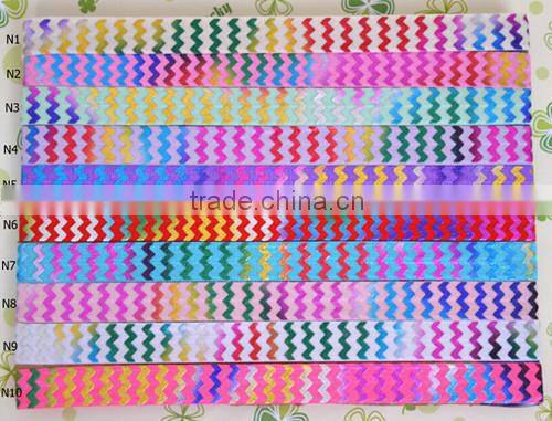 15mm wide neon color wave pattern elastic ribbon