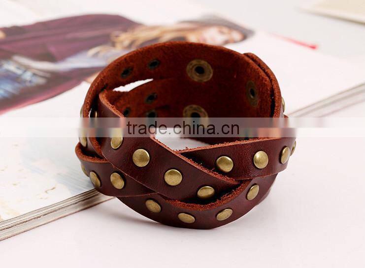 Newest unisex leather bracelets for men and women
