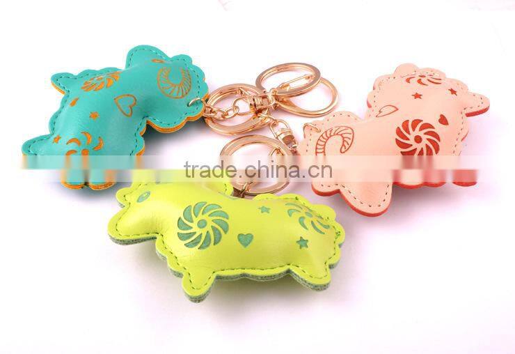 Wholesale 2015 sheep animals leather keychain