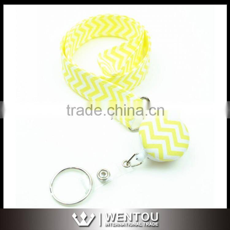 Retractable ID Badge Reel Fabric Chevron Lanyard