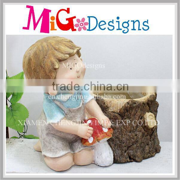 Hot Sale Little Girls Riding Bike Outdoor Ornament Pot Plant