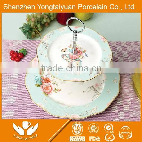 Wavy shape light green household porcelain dry fruit plate &dish