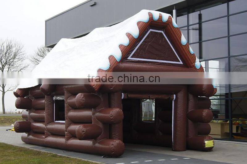 Wooden House style inflatable tent, inflatable log cabin tent for custom size