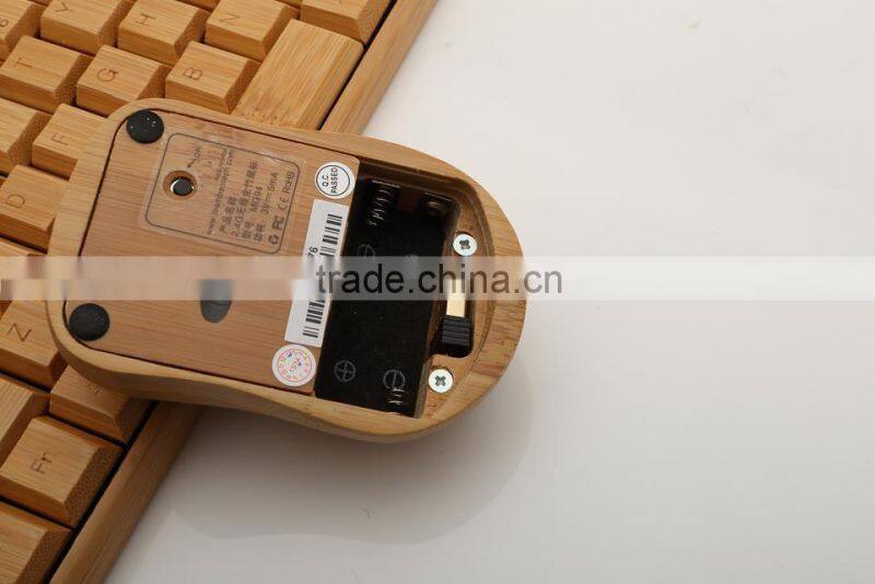 Environmental Handmade 2.4Ghz Wireless Bamboo Keyboard and Mouse Set