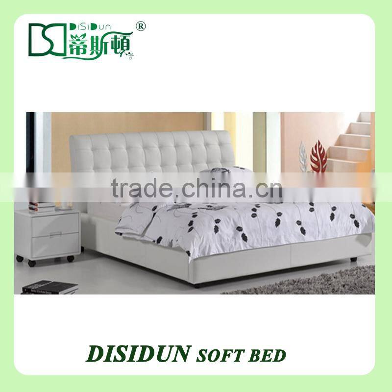 luxury leather bed, genuine leather bed, import italian leather bed top grain leather DS-322