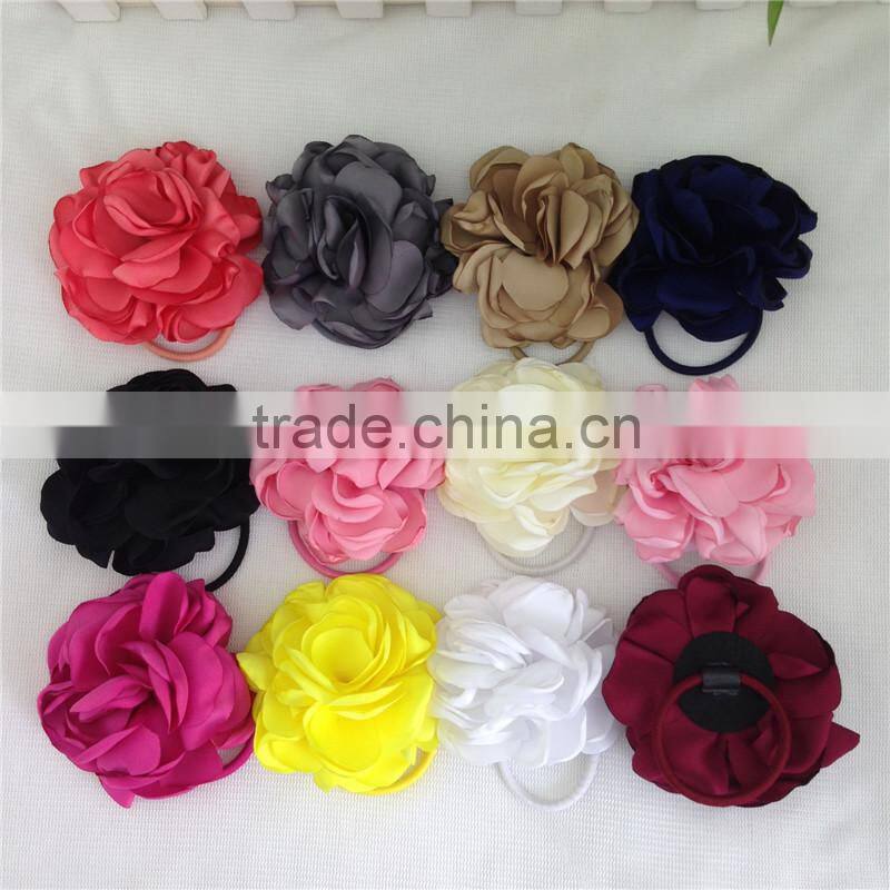 4inch High Quality Hair Flowers with Elastic Hairband for Pony Tail Holder Kids Hairband Children Headwear Baby Accessories