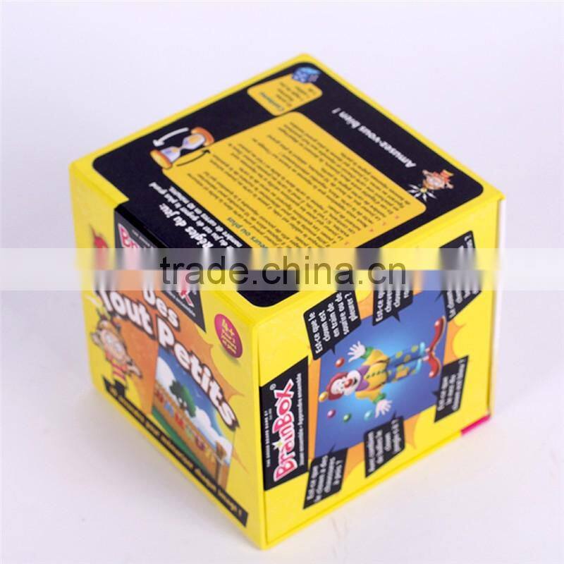 Lid hinged base with extend flap rigid paper print box for play card