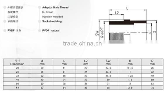 PVDF Male Thread Adaptor R-thread
