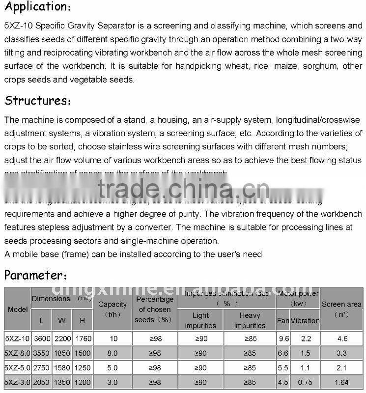 grain seed Specific Gravity Separator