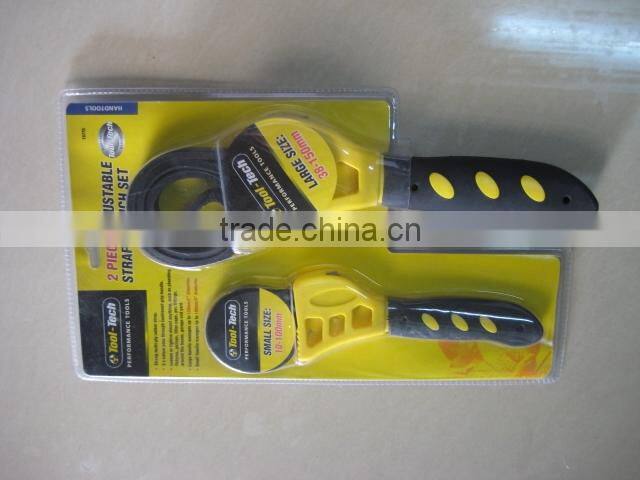 China factory of mini hand plastic adjustable strap wrench with rubber handle