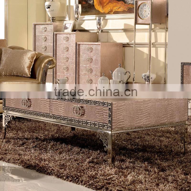 B106 foshan stylish mdf cabinet stainless steel center coffee table/modern furniture