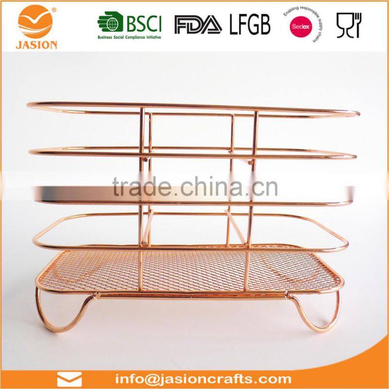 WI2905 Square Rose Gold Metal Wire Utensils holder