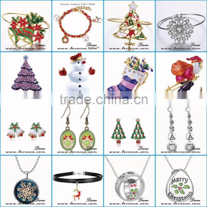 Merry Christmas jewelry gift snowflake Christmas double ring necklace ,Christmas tree neckalce