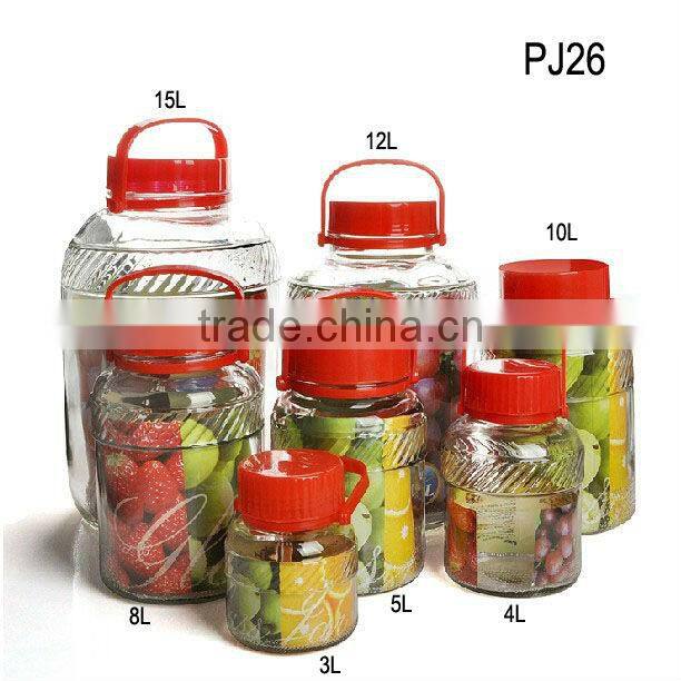 large wholesale clear glass wine dispenser with handle PJ26