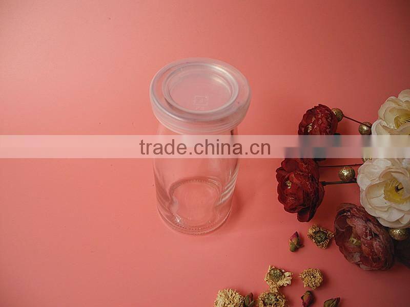 180ml round shape high glass milk yogurt bottle with cap