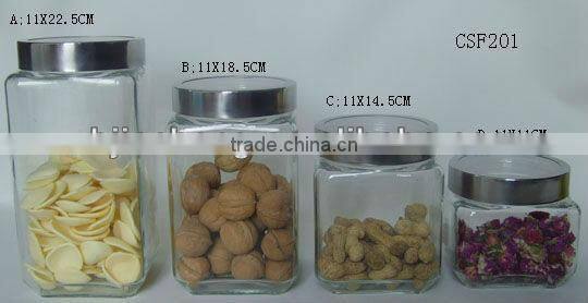 transparent sauqare glass food creal container/empty glass jar