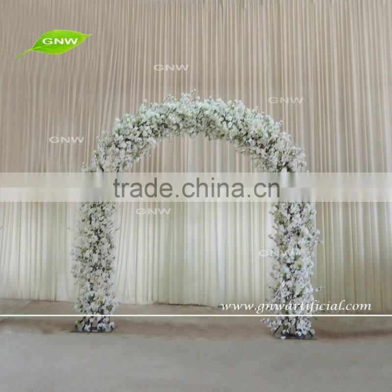 GNW FLA1609018 Latest Popular Decoration White Cherry Blossom And Wisteria Wedding Flower Arch