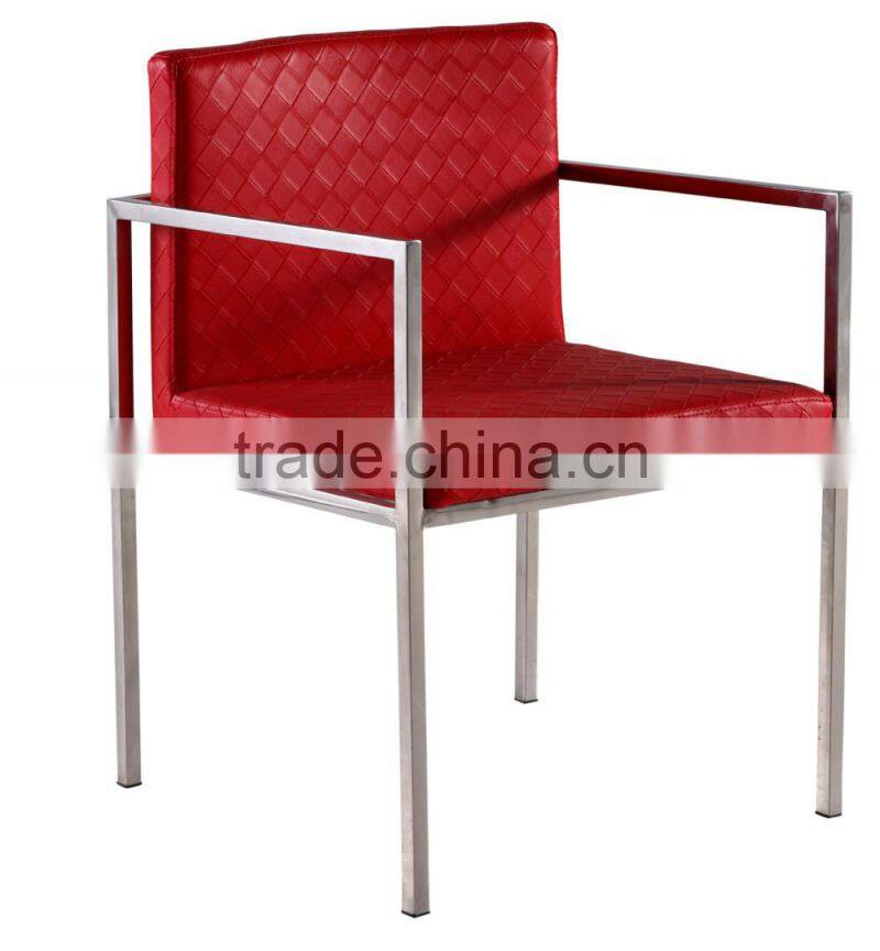 B8002 stainless steel legs pu leather covers dining room chair with arms