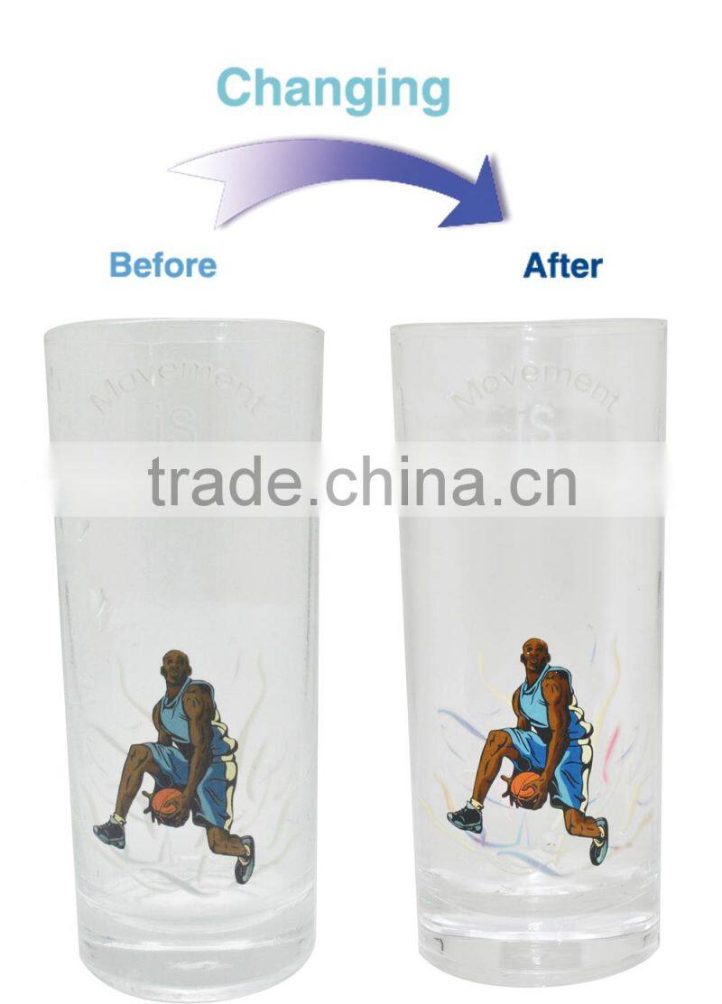hot sale clear glass food grade custom glass mugs with color changing