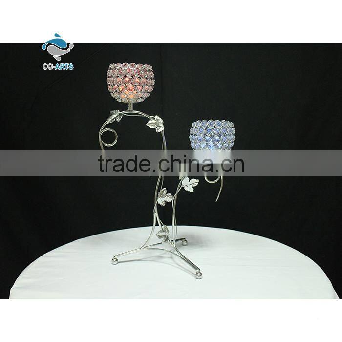 Hot sale wedding decoration cup shape candelabra with flowers