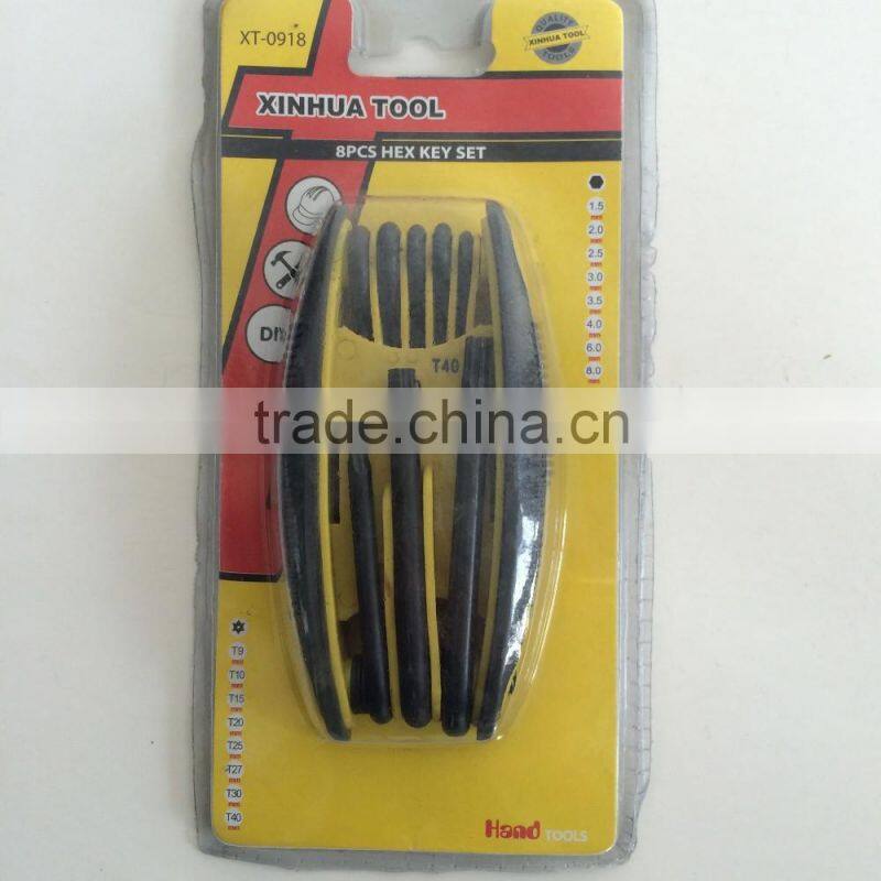 factory directly evaporated black folding type 9PC allen wrench hex key hand tool set