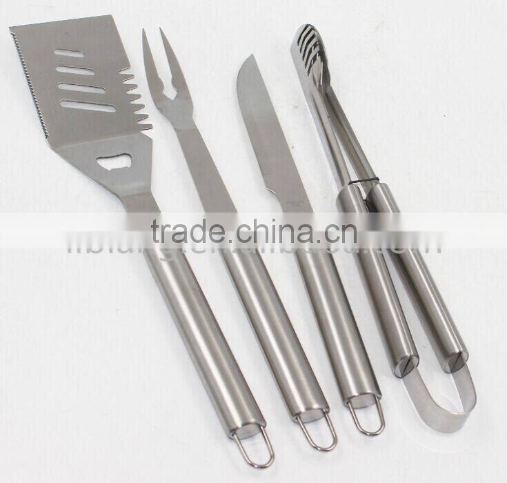 4pcs Stainless steel bbq set with apron/bbq tool set