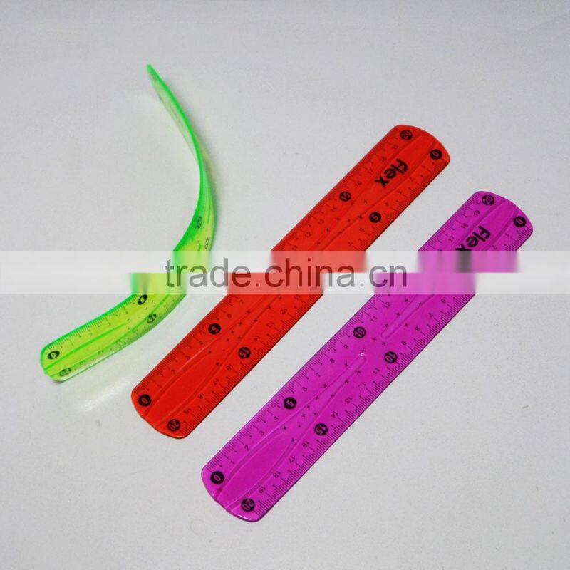 New designer 20cm quality colorful clear flexible soft PVC ruler