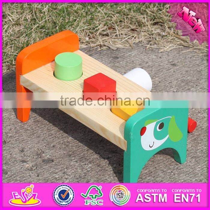 2016 new design baby toy wooden pounding bench W11G026