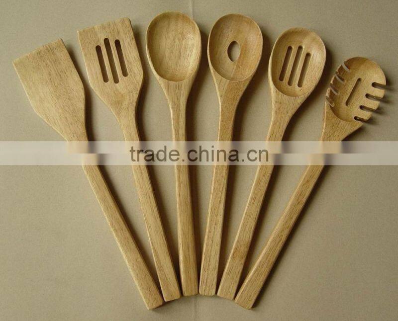 Wood Utensils 6-Pieces Set, Made of Rubber wood