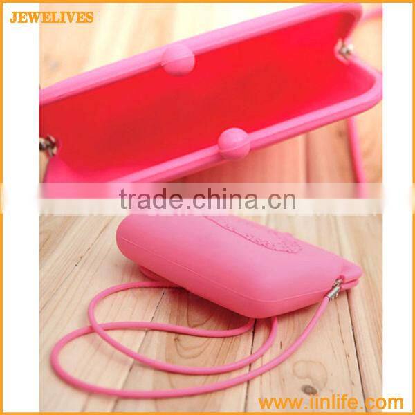 Sky Blue Embossment Lace Fashion Function Silicon coin bag Pouch Wallet Cellphone Mobile Silicon Cosmetic Bag Purse