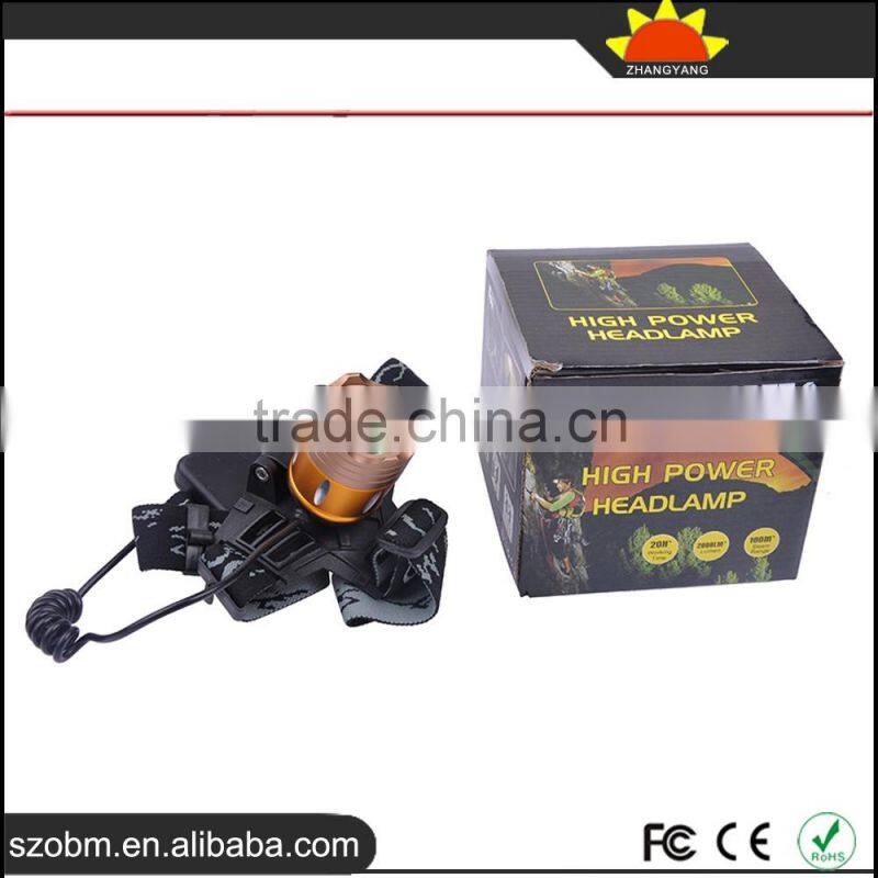 High quality Headlamp XML-T6 LED powerful 2000 Lumens Zoomable LED Headlamp