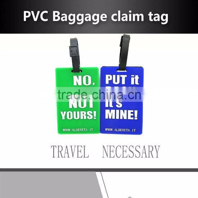 Custom high quality soft PVC silicone luggage tag for airline