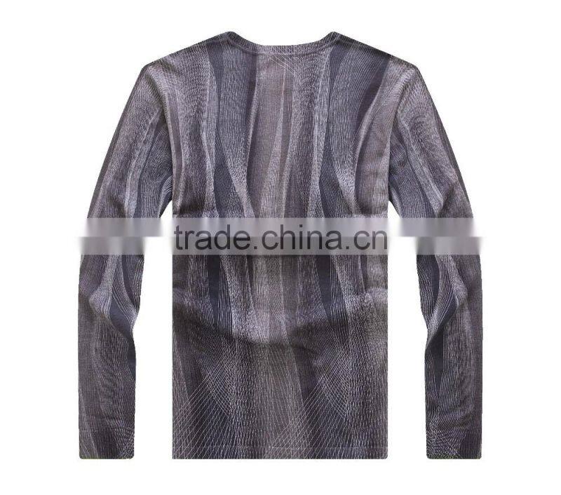 mens printing fine wool crew neck Autumn knit sweater