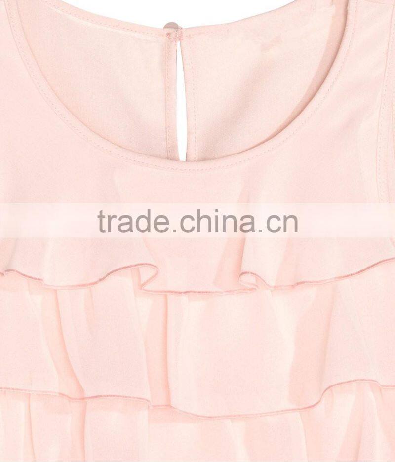 2016 Children Little Girls Flowy Tiered Sleeveless Top HST8035
