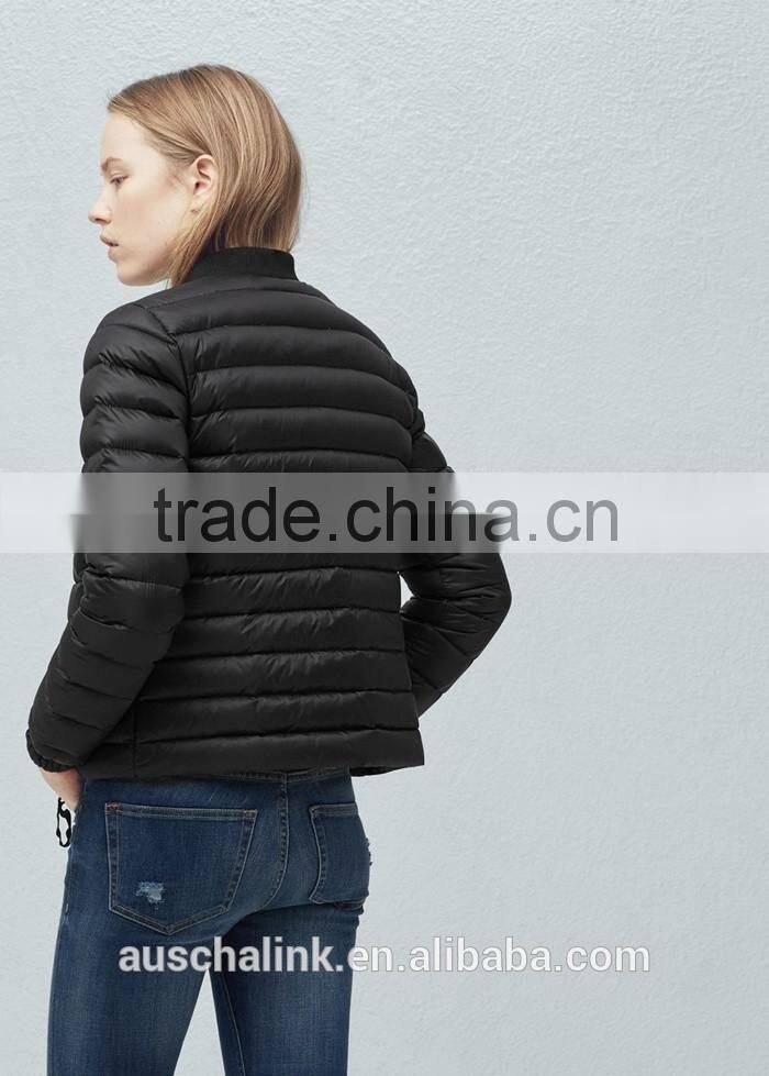 outdoor keep warm women black quited feather down winter coat