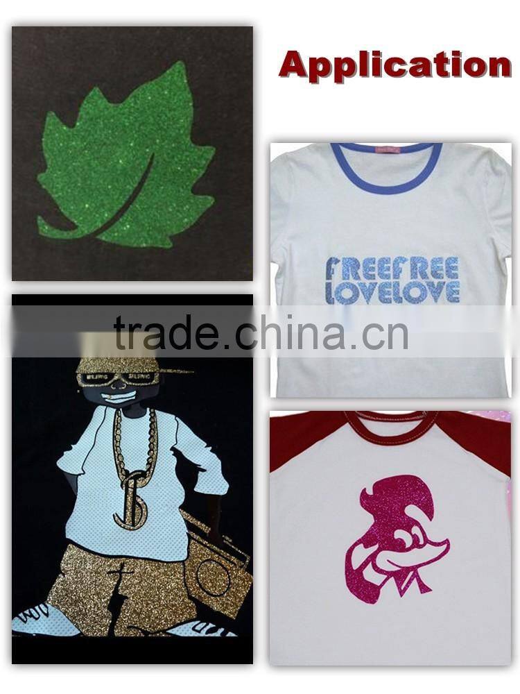 Easy weeding glitter iron-on heat transfer vinyl sheets for fabric