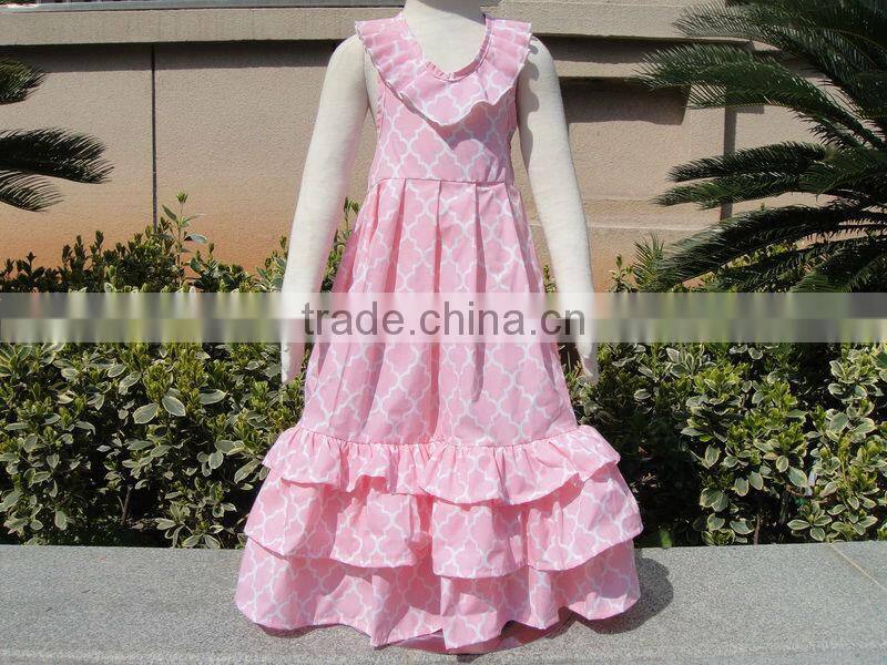 summer rainbow chevron zigzag long maxi ruffle dress made in China