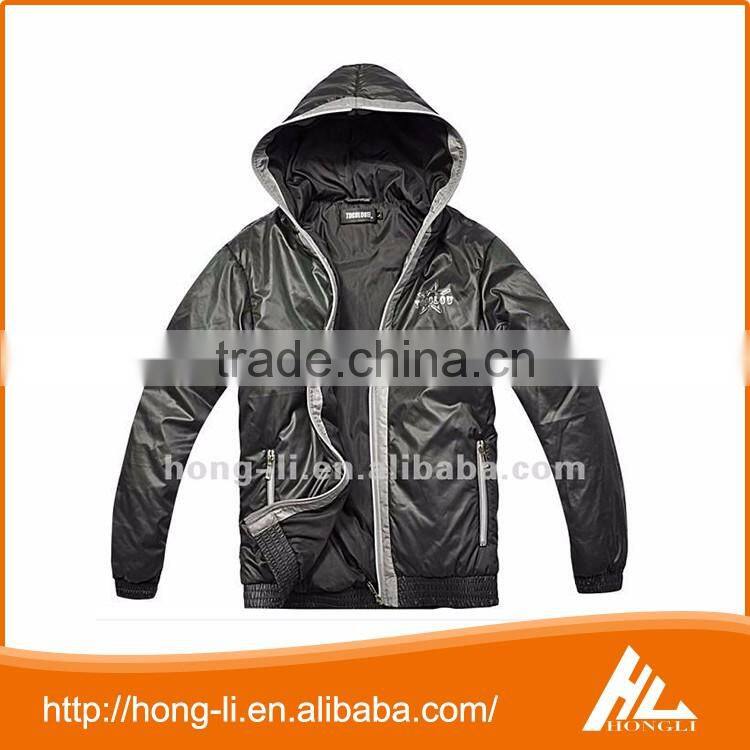 Winter men's short thick padding bomber black down jacket wholesale