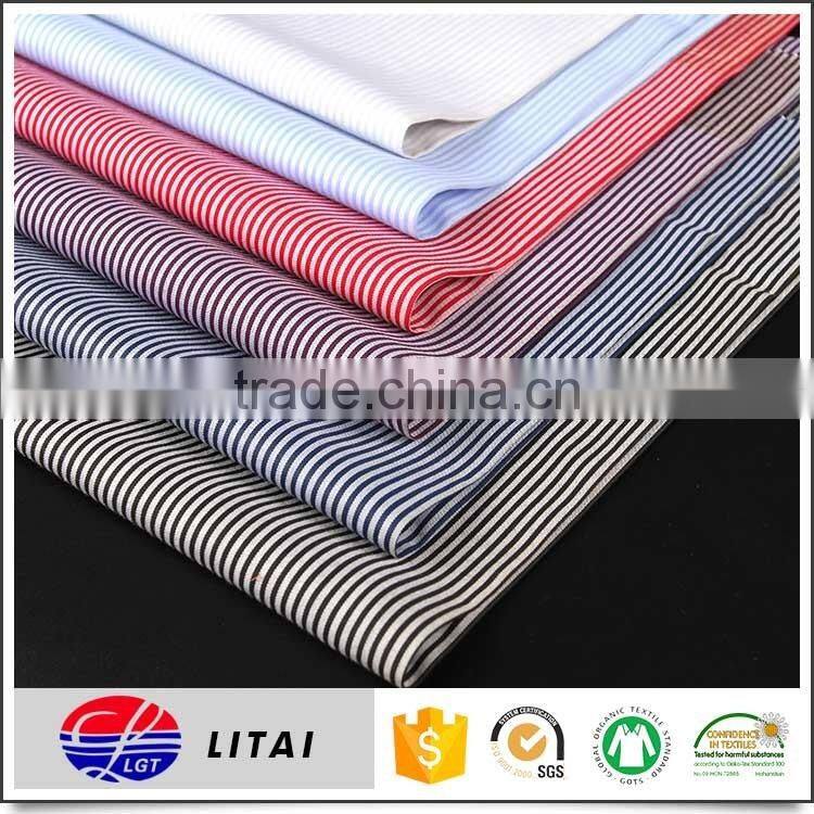 gots certified stripe cotton shirting fabric