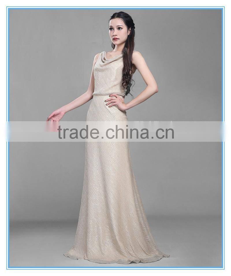 Flash Knitted Twill Fabric Cowl Neck Bias Cut Slim Ball Gown Evening Dress