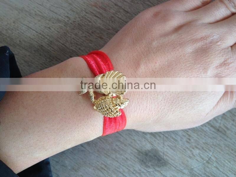 gold ocean theme charm elastic fabric knot bracelet ribbon hair ties ponytail holder Knotted Hair Ties Yoga Hair Ties