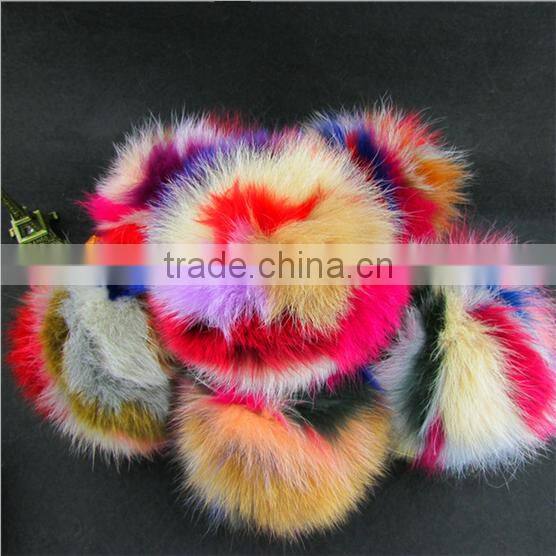 2016 fashion cheap price bag or garment charm 12cm fox fur ball keychain